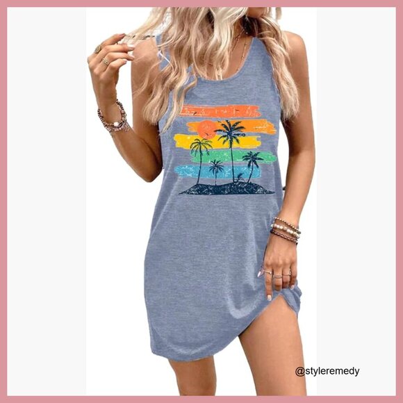 Dresses & Skirts - Cotton Blend Tank Sundress Casual Beach Vacation Dress